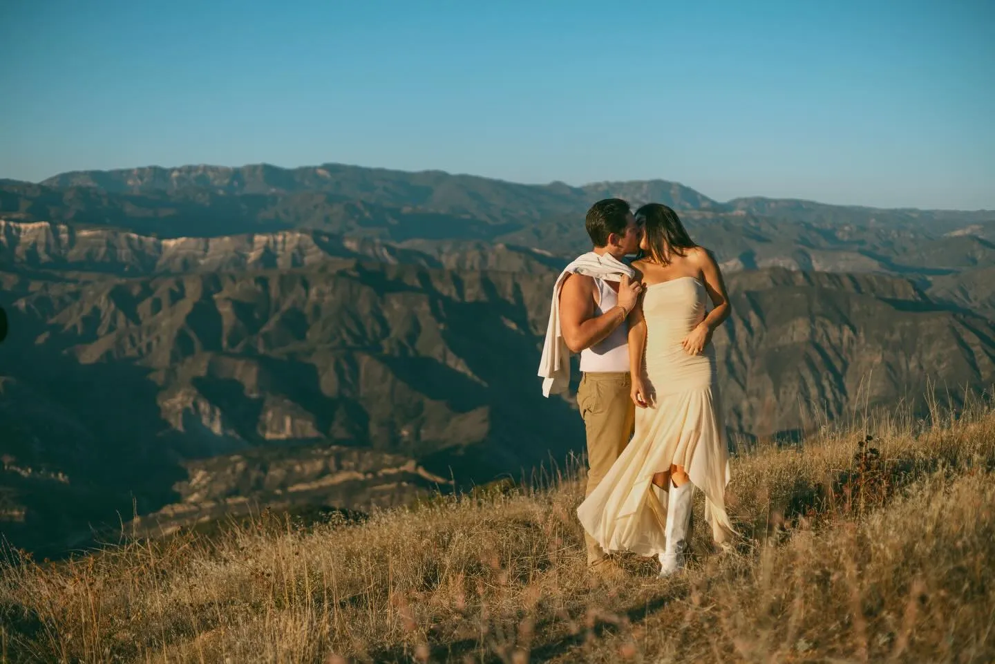 Couple on a ridge above the Santa Barbara backcountry